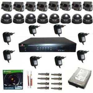 Kit 8 Micro Câmeras de Monitoramento com Gravador Dvr Stand