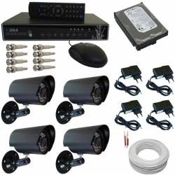 Kit Vigilância completo com 04 câmeras infravermelho dvr sta