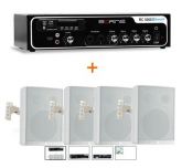 Kit Som Ambiente Borne Rc5000 Bluetooh Usb Fm + 4 Caixas PS 200 Brancas