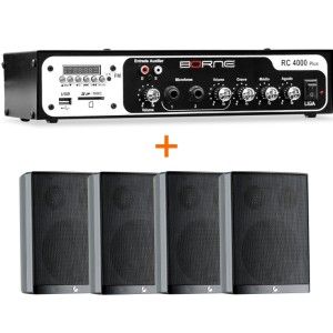 Kit Som Ambiente Borne Rc4000 Usb Fm + 4 Caixas PS 200